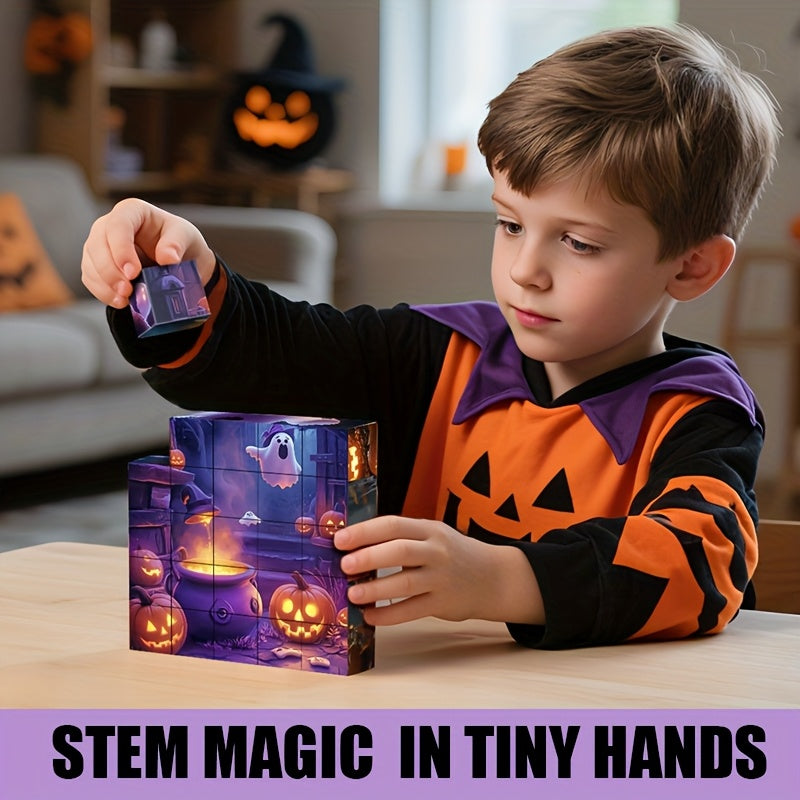 Magical Puzzle Toy 25pcs Halloween Patterns DIY Educational Toy for Kids