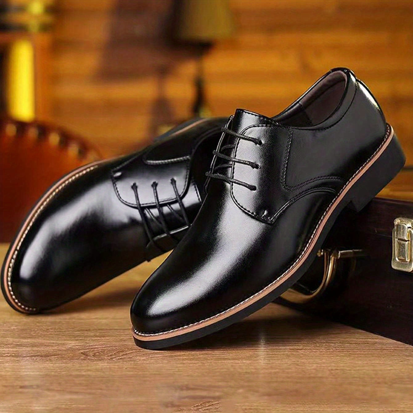Men's Lace Up Derby Shoes Round Toe Formal Business Wear Non Slip