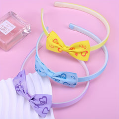Baby Girls Heart Printed Bow Headband Nonslip Hair Band
