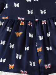 Baby Girl Butterfly Lace Doll Collar Dress Long Sleeve Dresses