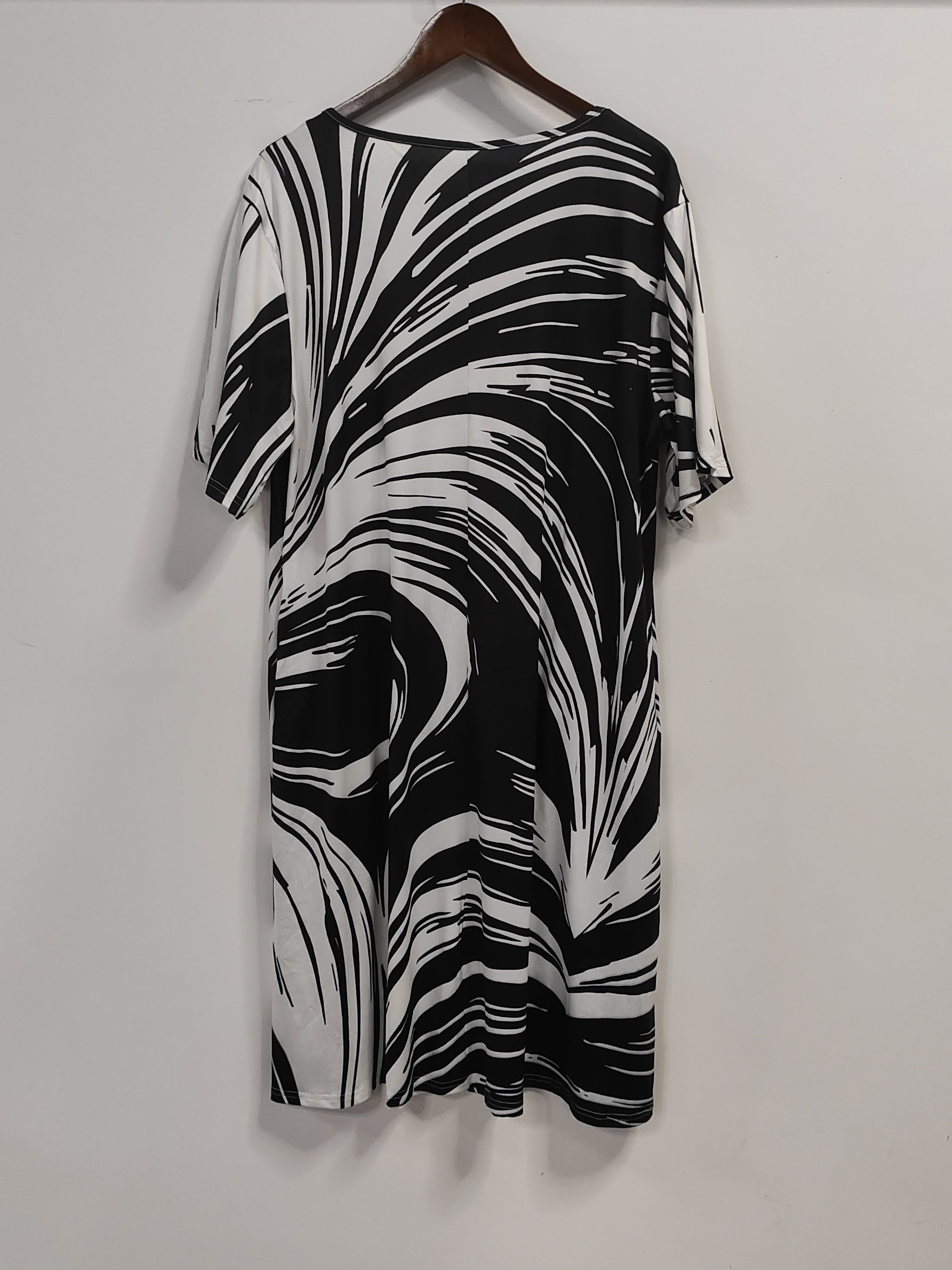 Casual Dress Random Print Short Sleeve Pleated Dress With Pockets