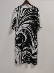 Casual Dress Random Print Short Sleeve Pleated Dress With Pockets