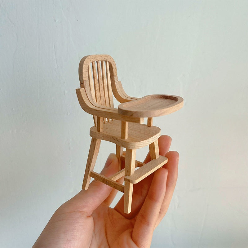 1:12 Dollhouse Rocking Chair Wood - Mini Furniture for Pretend Play