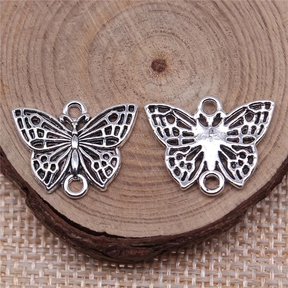 10PCS Silvery Butterfly Ornament Connector Alloy Pendant Key Chain