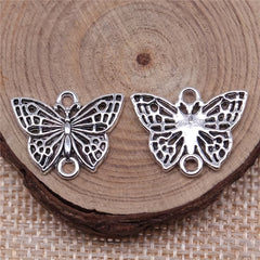 10PCS Silvery Butterfly Ornament Connector Alloy Pendant Key Chain