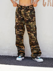  Camo High Rise Wide Leg Cargo Pants