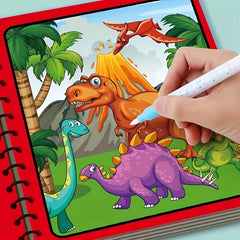 2 Pack Reusable Watercolor Books for Kids with Stencils and Pens