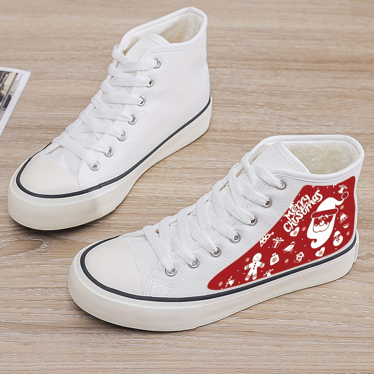 Plush Lined Thermal Canvas Sneakers - Winter Warm Non Slip Shoes