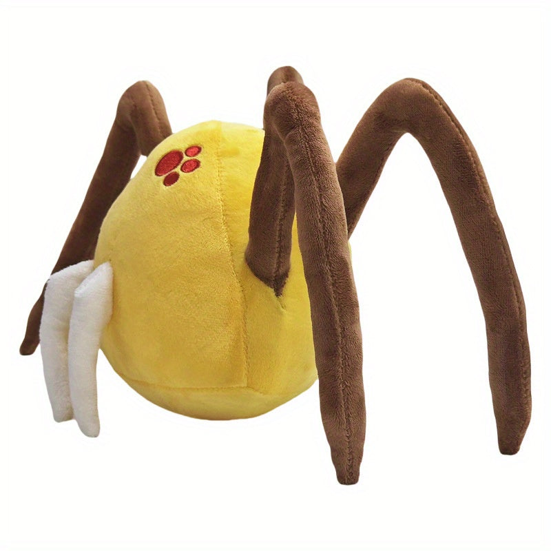 6in Spider Plush Toy Yellow Body Brown Legs