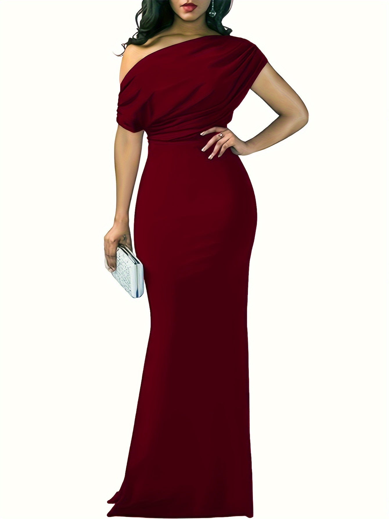  One Shoulder Mermaid Maxi Formal Dress