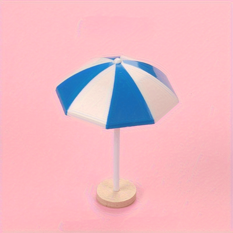 Mini Beach Umbrellas 1:12 Scale Yellow & Wooden Bases