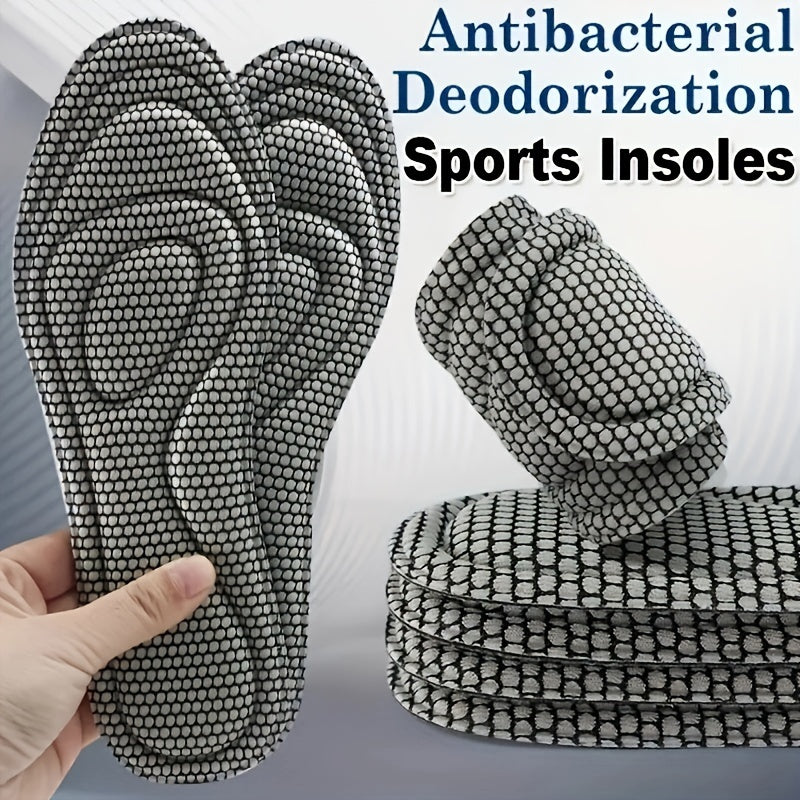 1 Pair 5D Grey Sports Insoles Memory Foam Orthopedic Anti Odor High Elastic