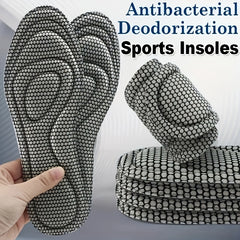 1 Pair 5D Grey Sports Insoles Memory Foam Orthopedic Anti Odor High Elastic