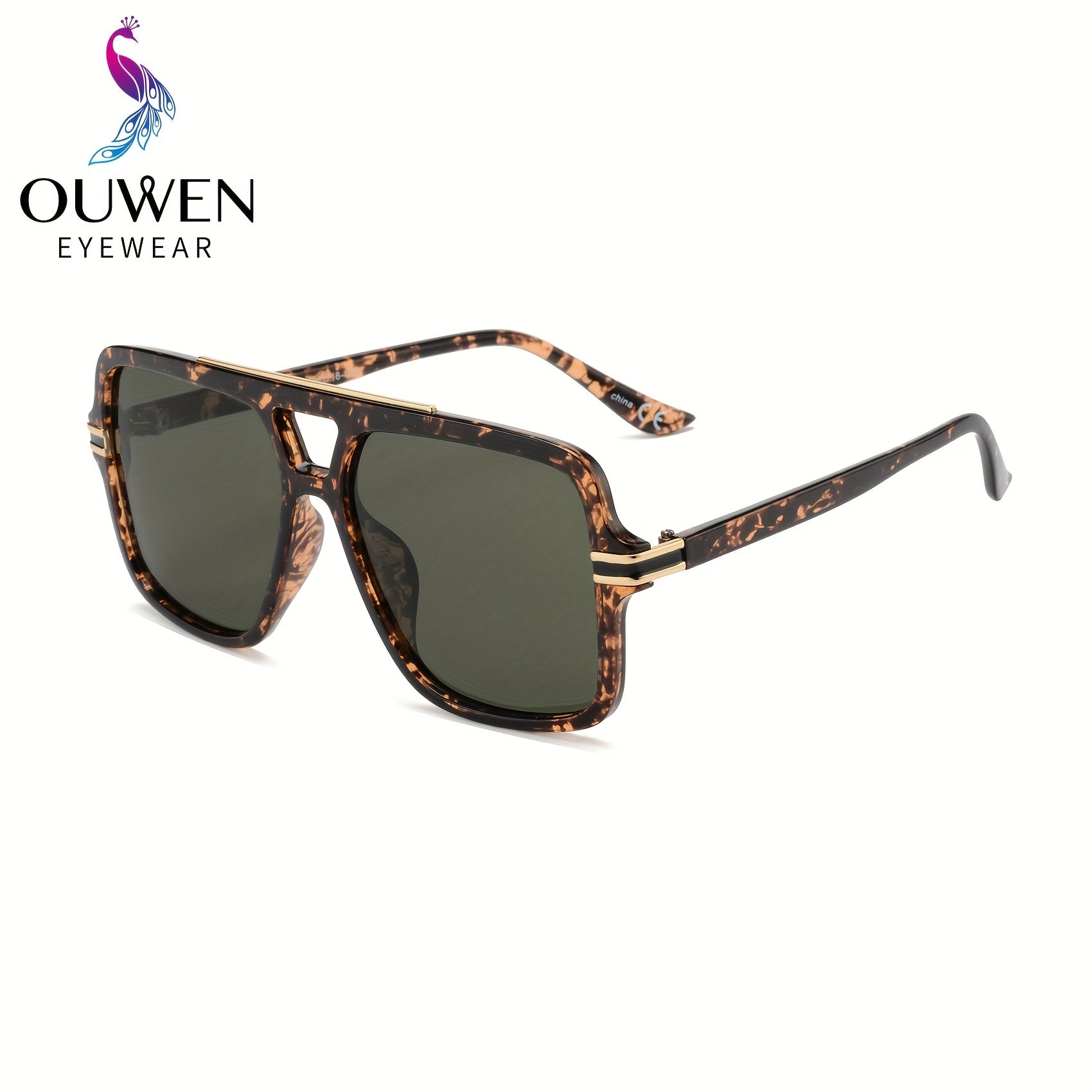 OUWEN Square Polarized Aviator Sunglasses UV400 Eye Protection