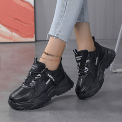 Women's Chunky Sneakers Faux Leather Heighten Casual Shoes