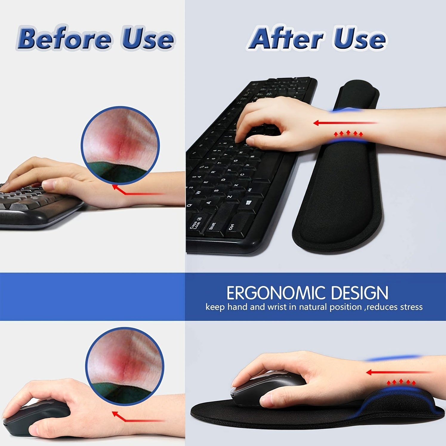 Ergonomic Mouse Pad with Wrist Rest and Memory Foam Support