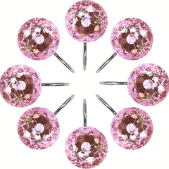12pcs Pink Rhinestone Shower Curtain Hooks Decorative Round Shower Curtain Rings