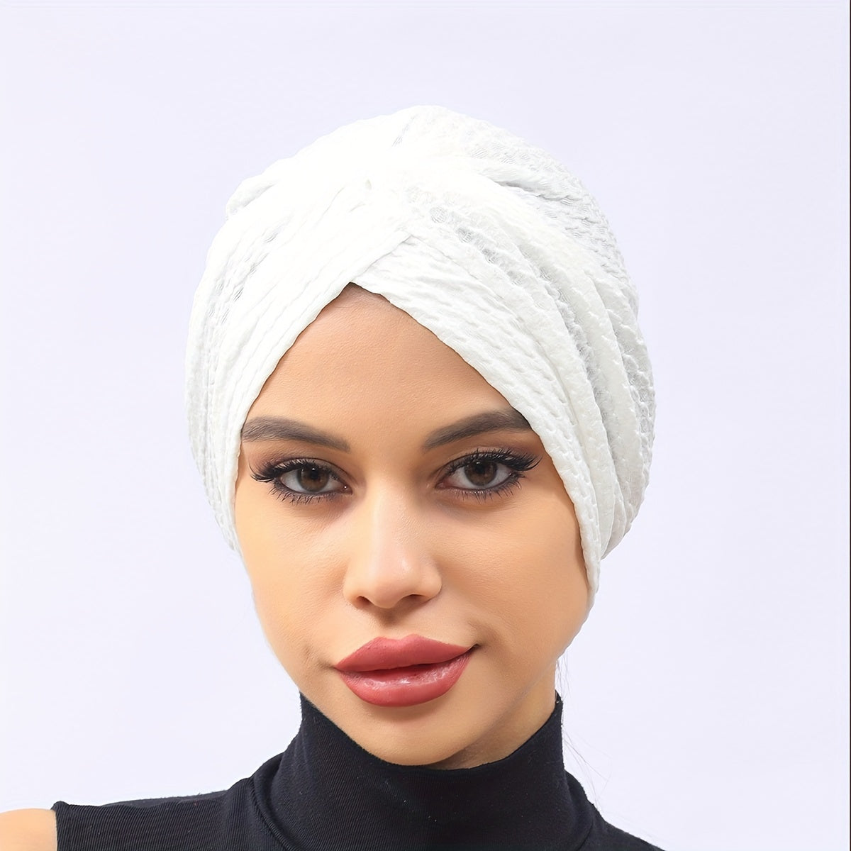 Solid Lace Turban Cap Head Wraps Elastic Hijab Hats Ramadan Beanie