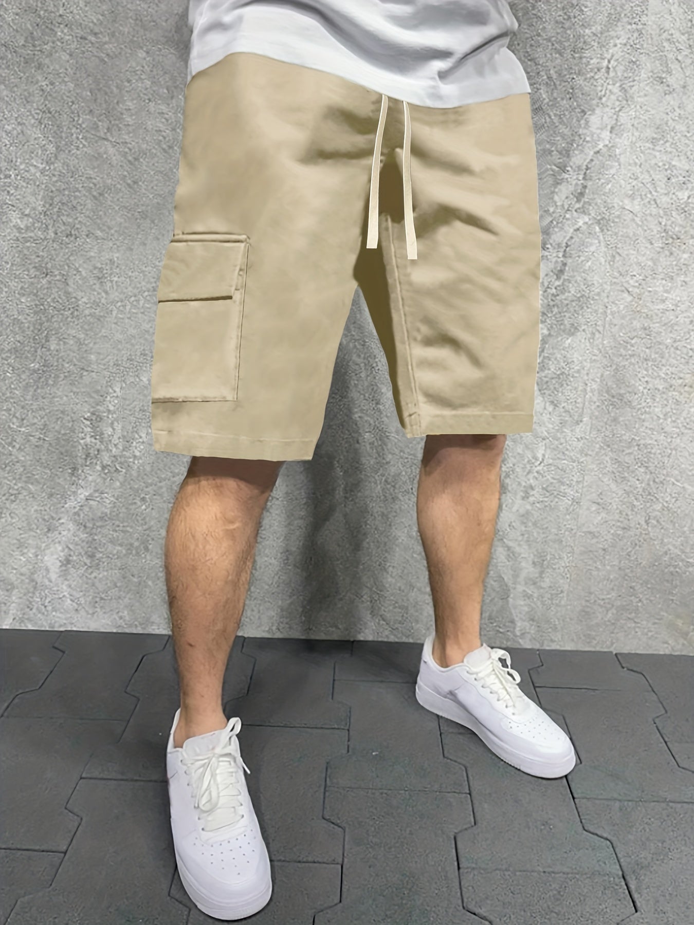 Men's Cargo Shorts Summer Casual Loose Waist Drawstring Shorts
