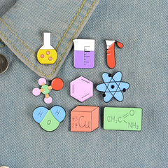 Chemical Molecular Beaker Alloy Oil Dripping Brooch