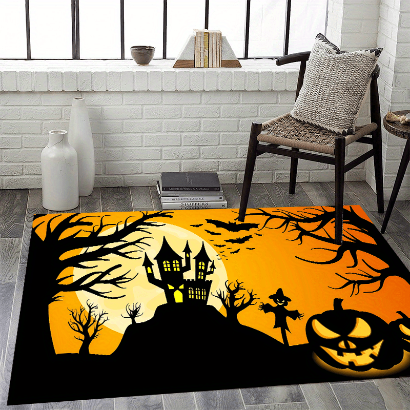 Halloween Bat Pattern Area Rug Anti Slip Washable Carpet