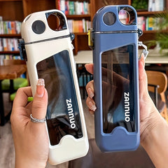 350ml Leakproof Square Water Cup with Straw for Outdoor Travel