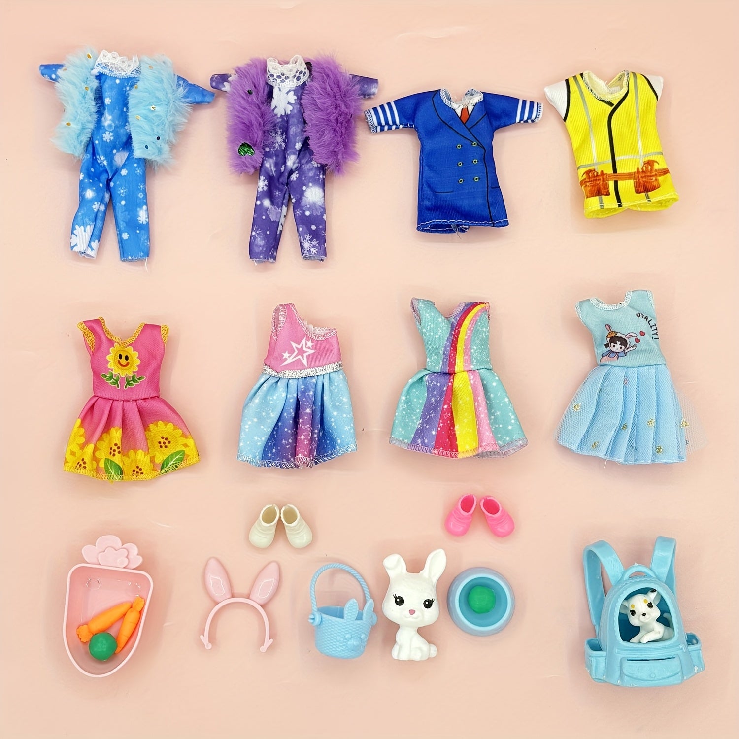 16pcs Doll Clothes and Pet Set with Accessories and Dog Backpack