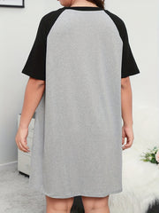  Cat Print Raglan Sleeve Nightdress