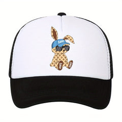 Baseball Mesh Cap Men's Cartoon Bear Print Adjustable Hip hop Hat