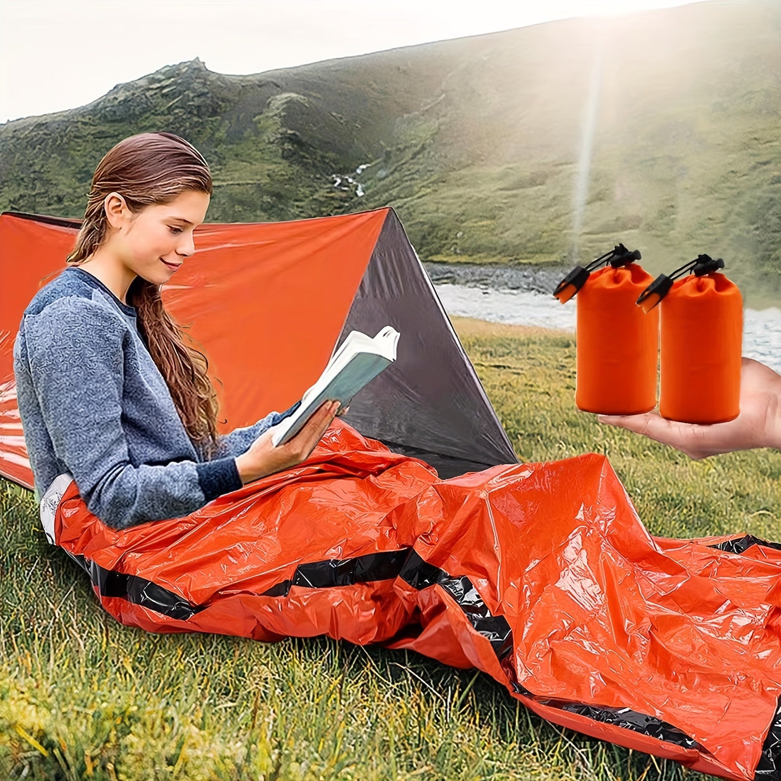 2pcs Emergency Sleeping Bag Windproof Waterproof Blanket
