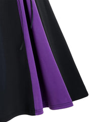  Colorblock Grommet Lace Up A-line Skirt