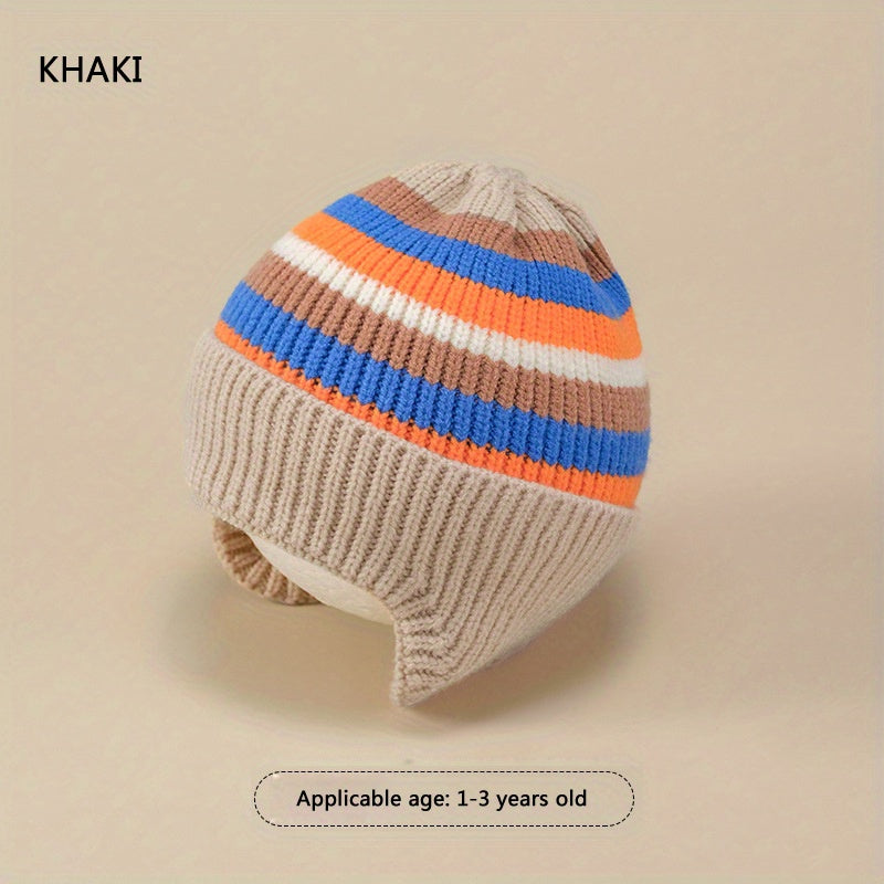 Autumn Winter Rainbow Jacquard Knitted Hat for 1-3 Years Old