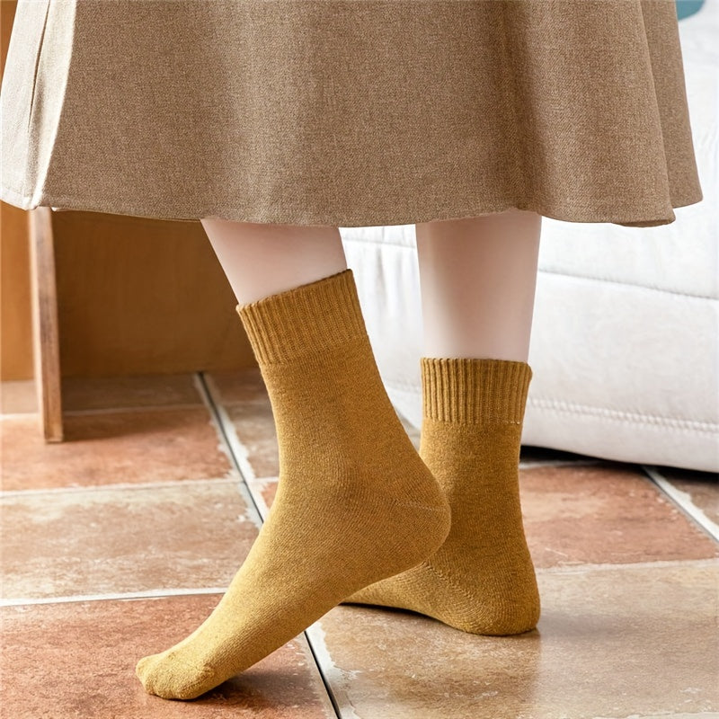 9 Pairs Mixed Ribbed Socks Comfy Warm Mid Tube Women's Stockings