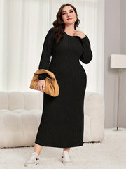  Ribbed Long Sleeve Maxi Dress