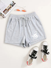 Butterflies Print Drawstring Shorts Y2K High Waist Summer Shorts