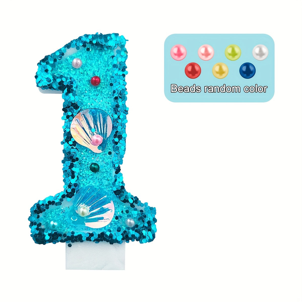 Glitter Shell Number 0-9 Birthday Candle for Sea Theme Parties