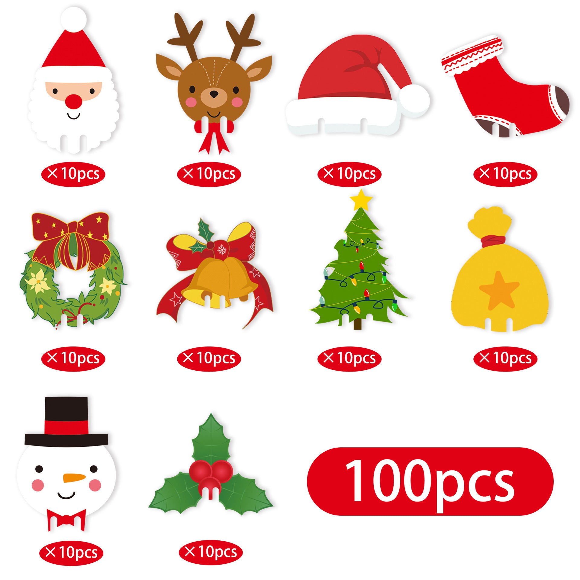 100pcs Christmas Theme Wine Glass Decoration Cards