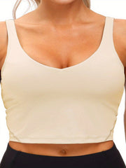  Women's Solid Round Neck Fitness Tank Top