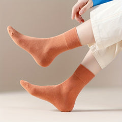 5 Pairs Women's Comfy & Breathable Mid Tube Socks Solid Color Stockings