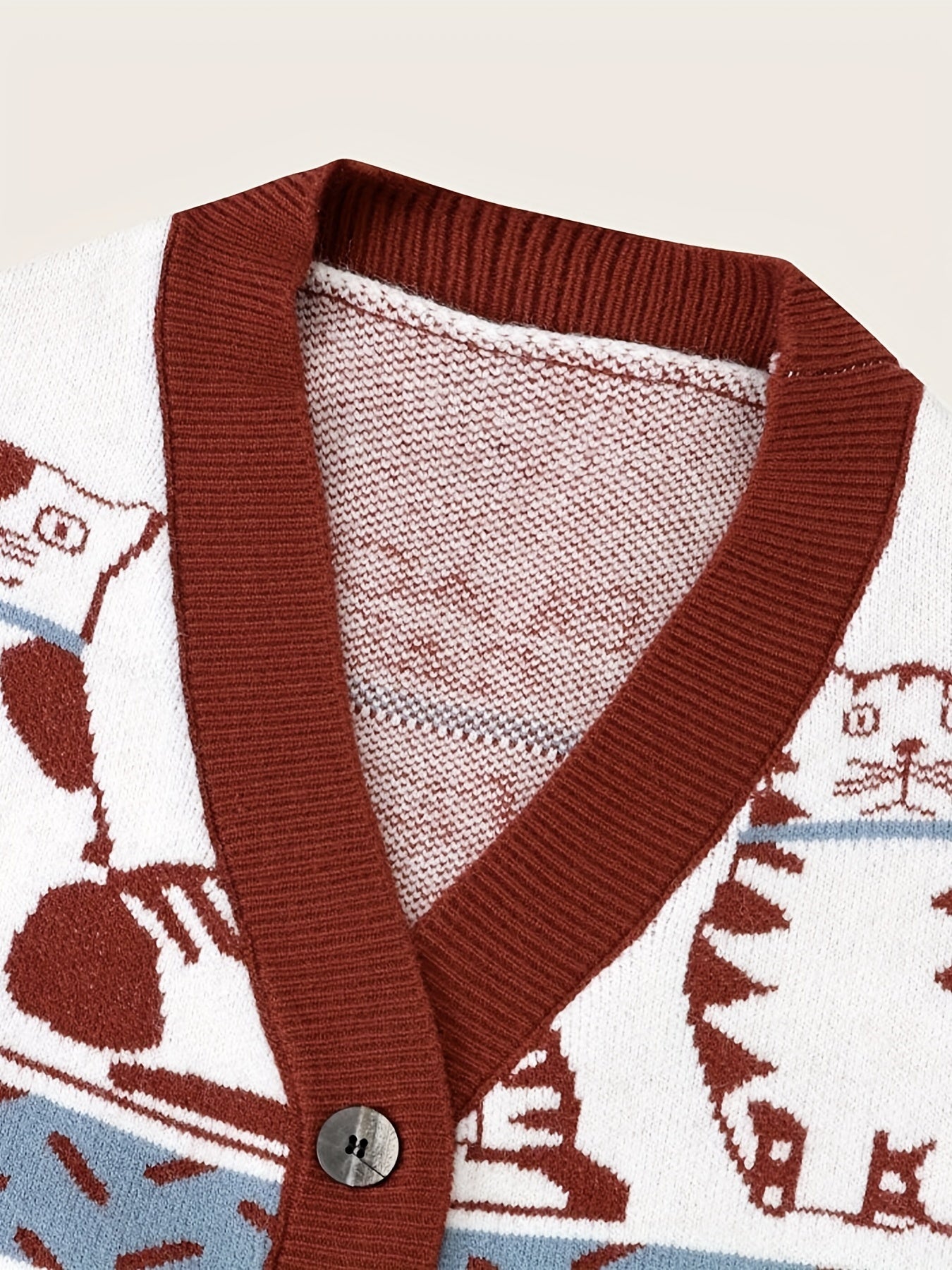  Cat Pattern Long Sleeve Cardigan