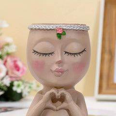 Ceramic Face Flower Pot with Drainage Hole - Home Office Garden Decor