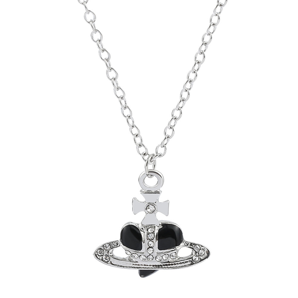 Heart Chain Necklace Rhinestone Pendant Vintage Jewelry