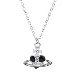 Heart Chain Necklace Rhinestone Pendant Vintage Jewelry
