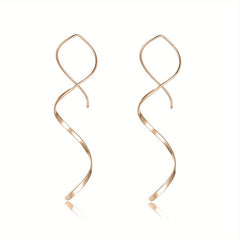 Spiral Threader Earrings Bohemian Ethnic Style Silver Plated Jewelry