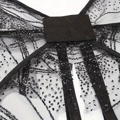 Sequined Butterfly Wings Headband Wand Costume for Halloween Masquerade Parties