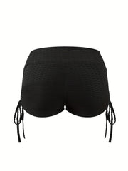 Plus Size Women's Honeycomb Pattern Drawstring High Stretch Shorts