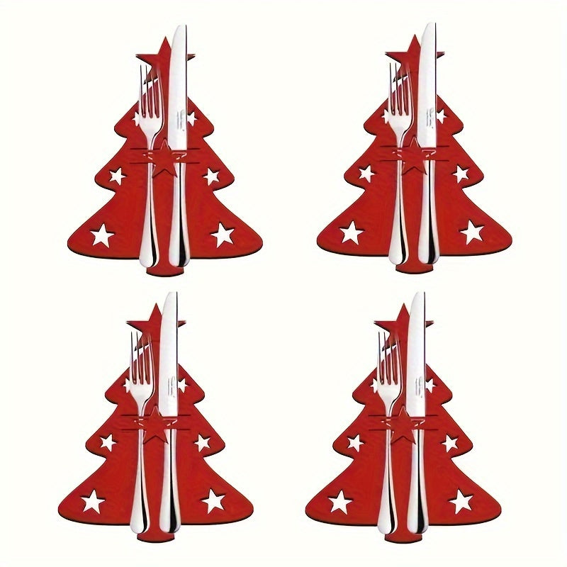 Christmas Tree Cutlery Holder Pockets - Set of 6