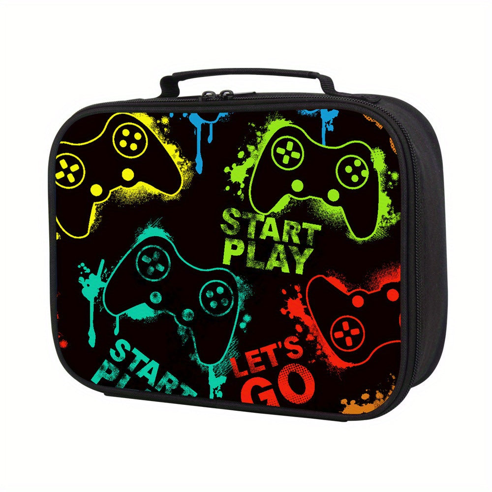 Retro Game Pattern Lunch Bag - Insulated Waterproof - Back to School