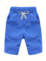 2pc Boys Solid Drawstring Shorts Quick-drying for Summer
