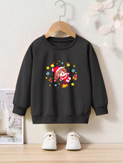 Christmas Santa Girl Print Pullover Sweatshirt for Kids